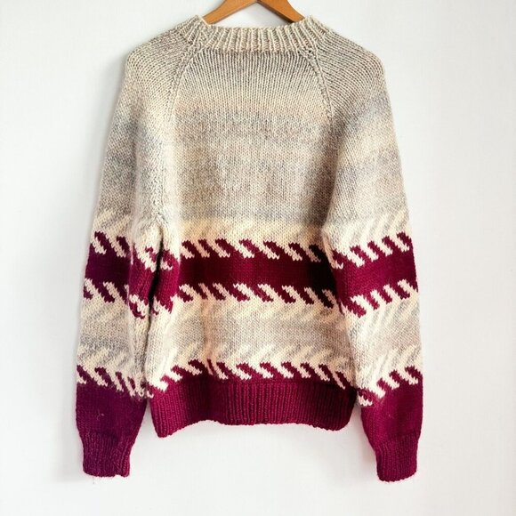 Vintage Wool Handmade Geometric Print Winter Holiday Pullover L - Picture 7 of 9